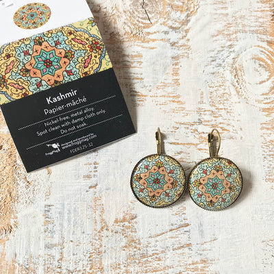 Blue Kashmiri Papier Mache Painted Earring