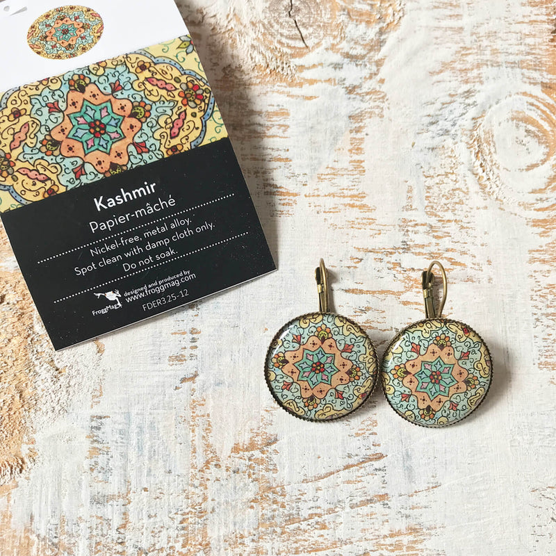 Blue Kashmiri Papier Mache Painted Earring