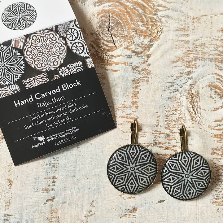 Black Rajastani Block Painted Earring