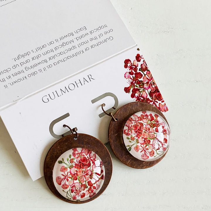 Red Gulmohar Copper Earrings