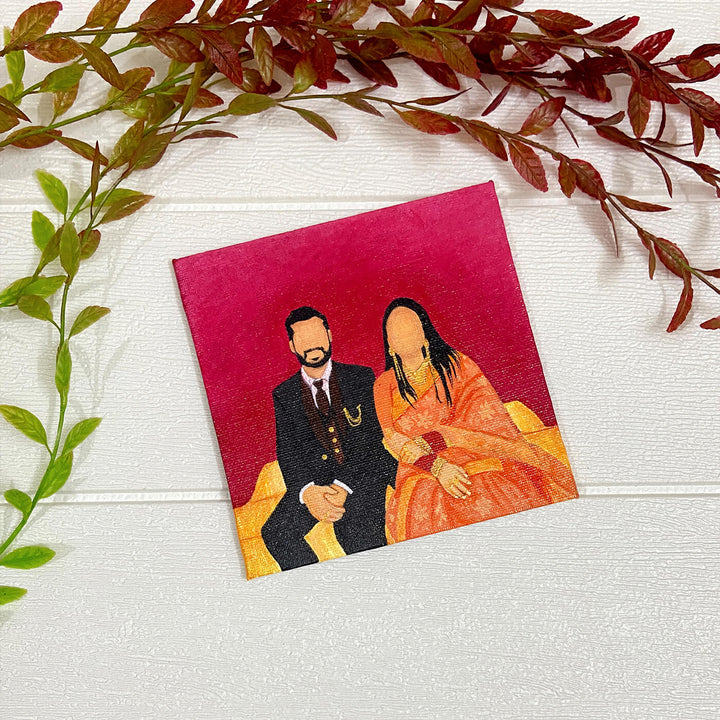 Hand Painted Personalised Couple Caricature Art