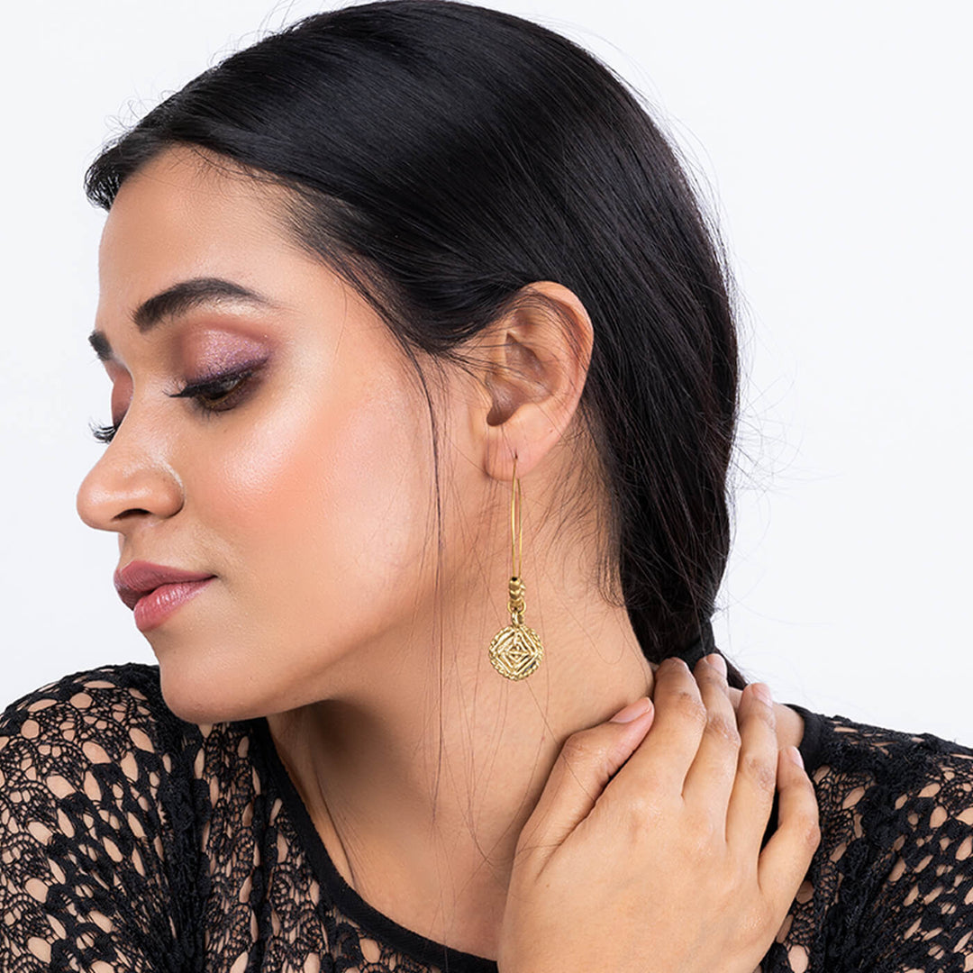 Handcrafted Gold tone Brass Hoops Earrings