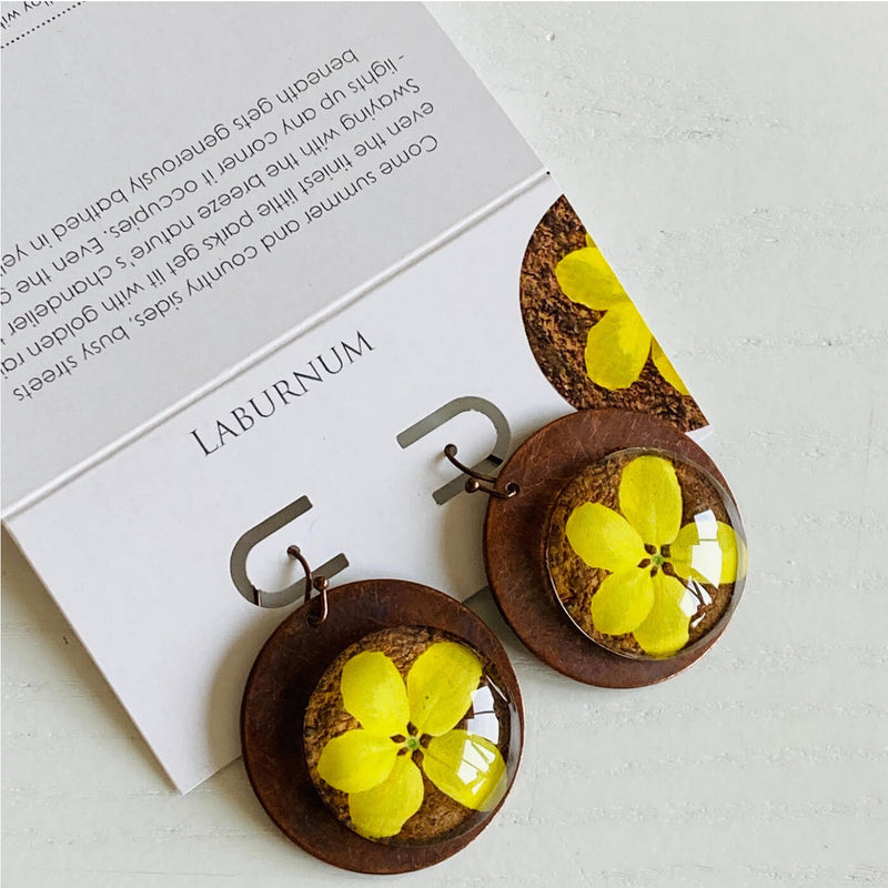 Yellow Laburnum Copper Earrings