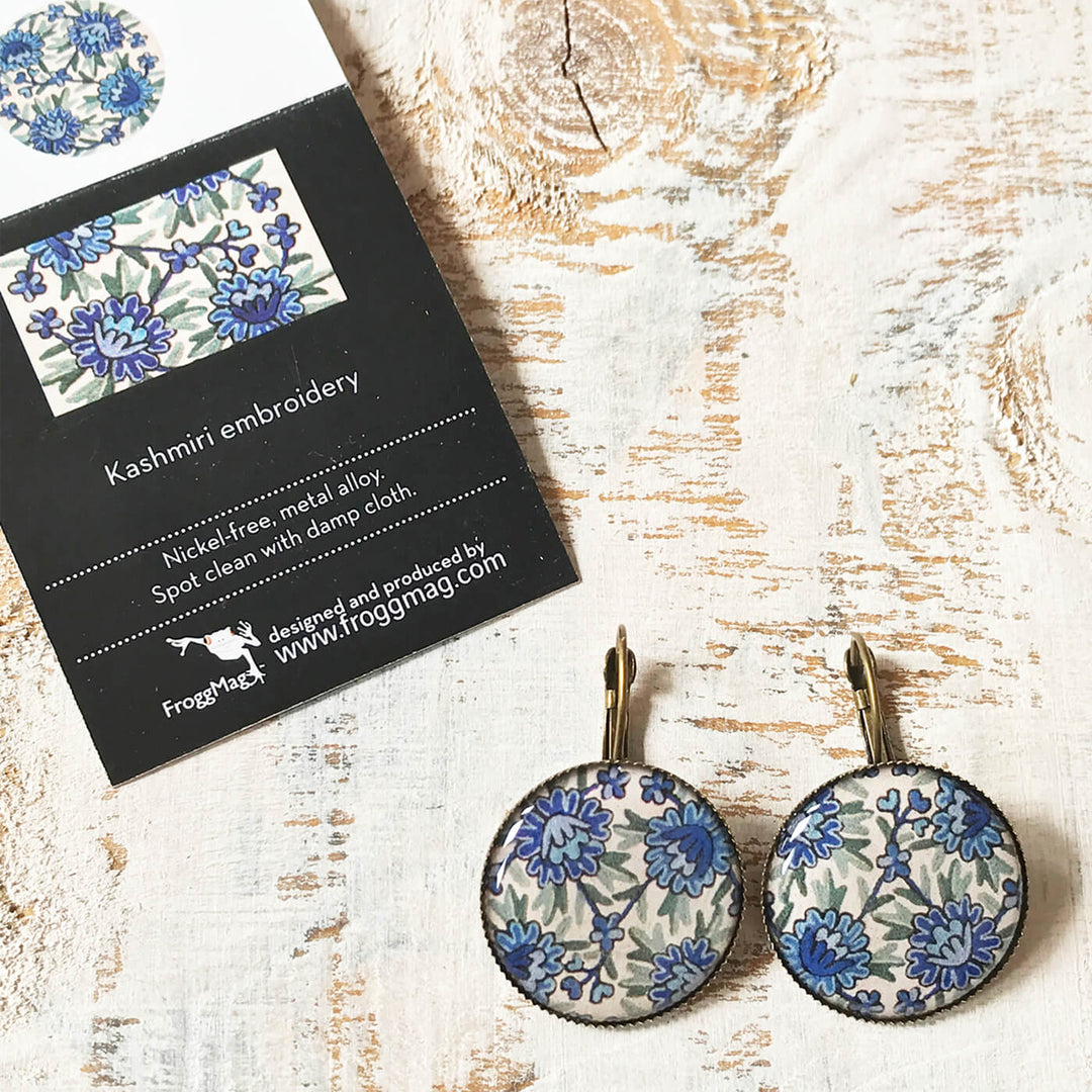 Blue Kashida Painted Earring