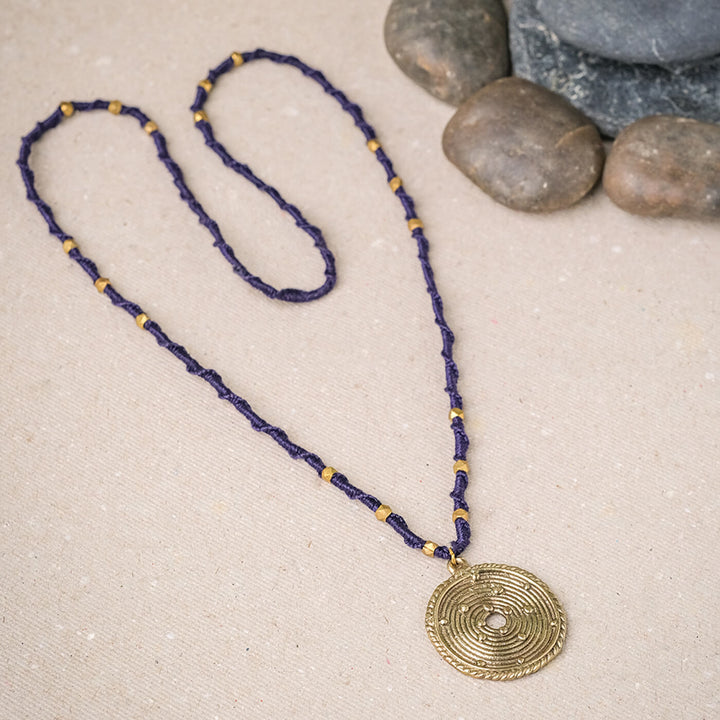 Contemporary Handmade Blue Long Octa Beaded Necklace