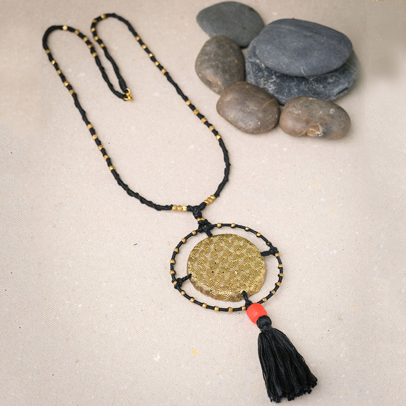 Contemporary Handmade Long beaded Tassel Necklace