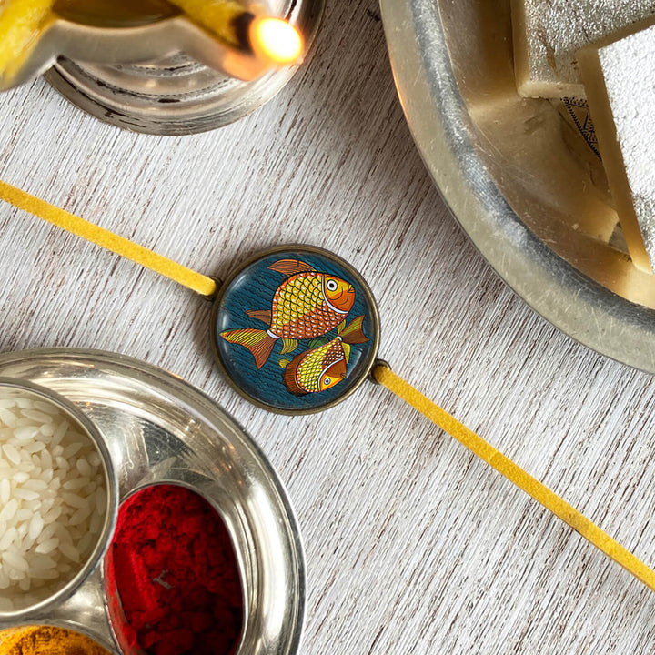 Handcrafted Folkart Rakhi With Roli Chawal