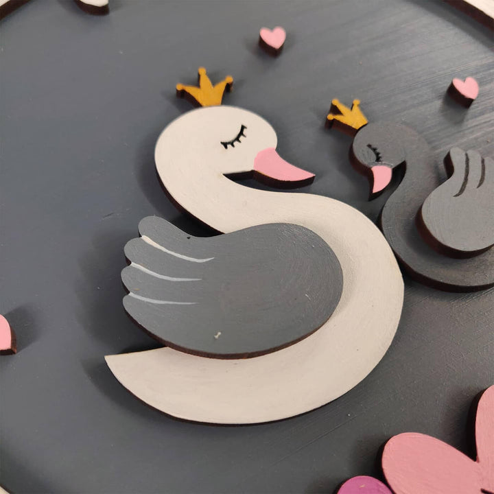 Minimalist Painted Nameboard for Kids - Swan
