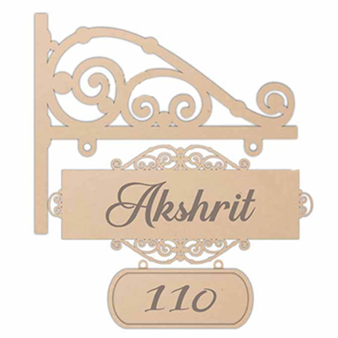 Ready to Paint MDF Nameplate - Victorian Hanging with Plank