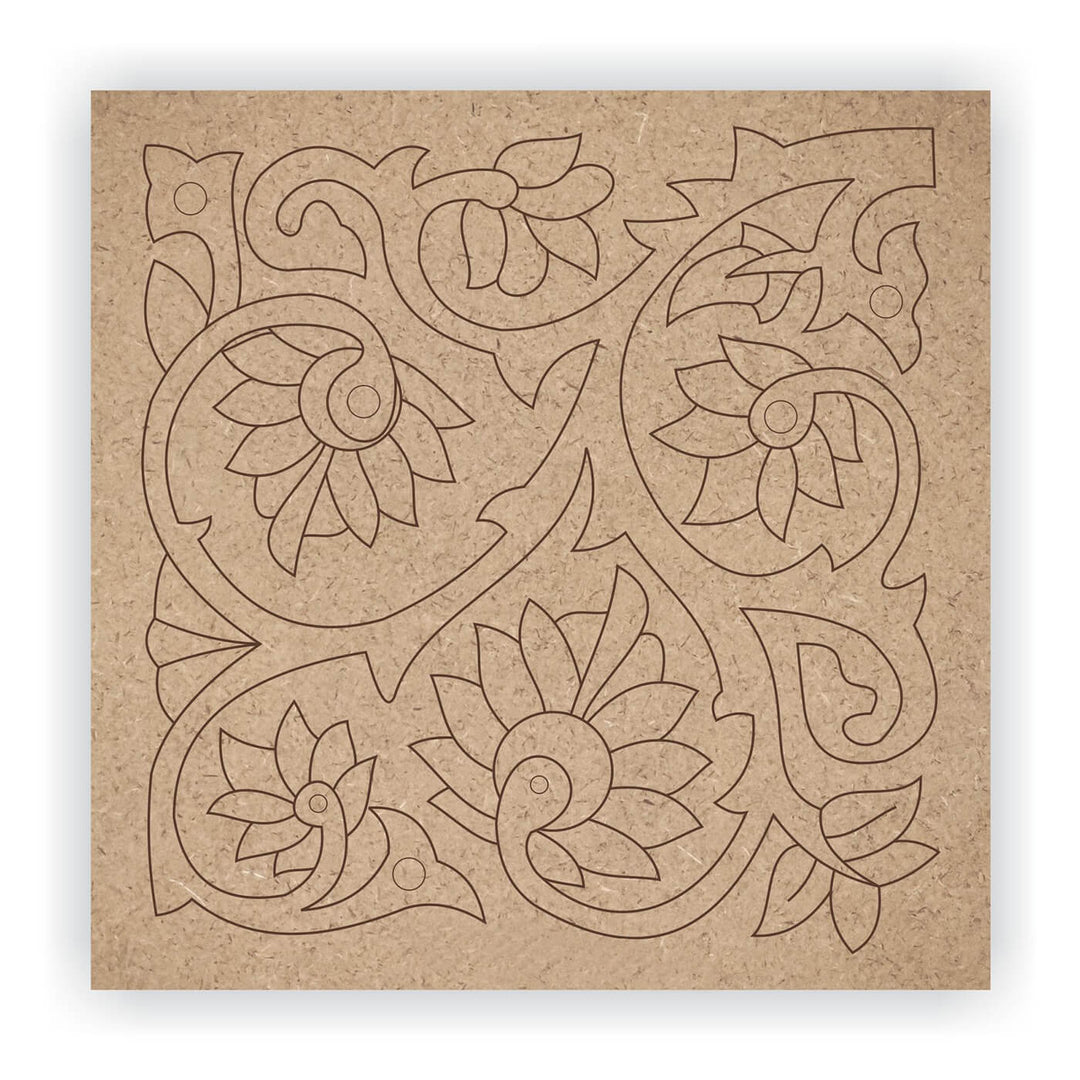 Pre Marked MDF Base - Intertwined Rangoli - 8 Inches