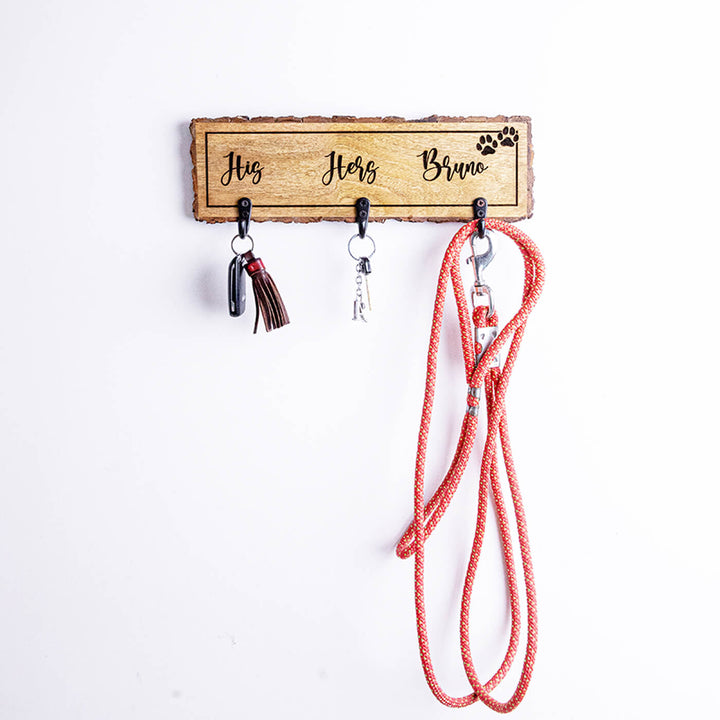 "His Her" Customised Key Holder with Pet Name