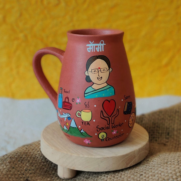Handpainted Personalized Hobby Theme Clay Mug With Doodles