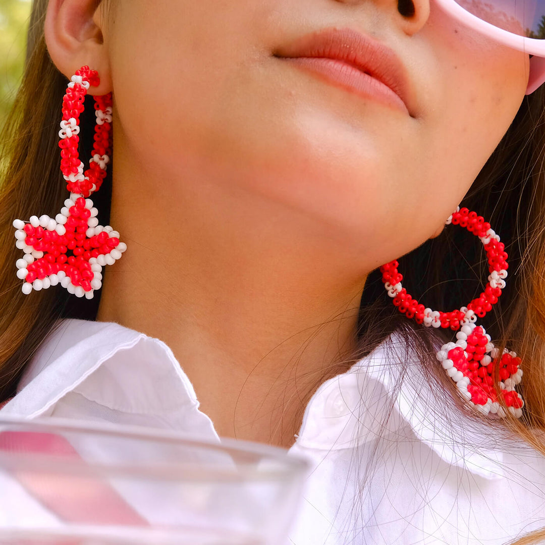 Hand Embroidered Floral Sequin Earrings