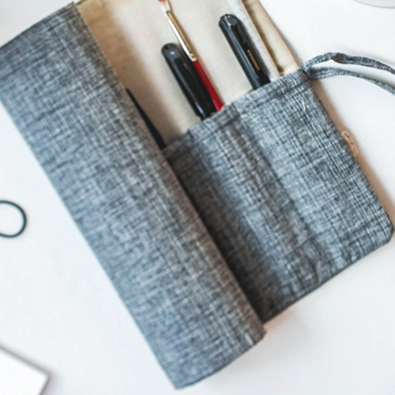 Hand-stitched Grey Roll Up Case