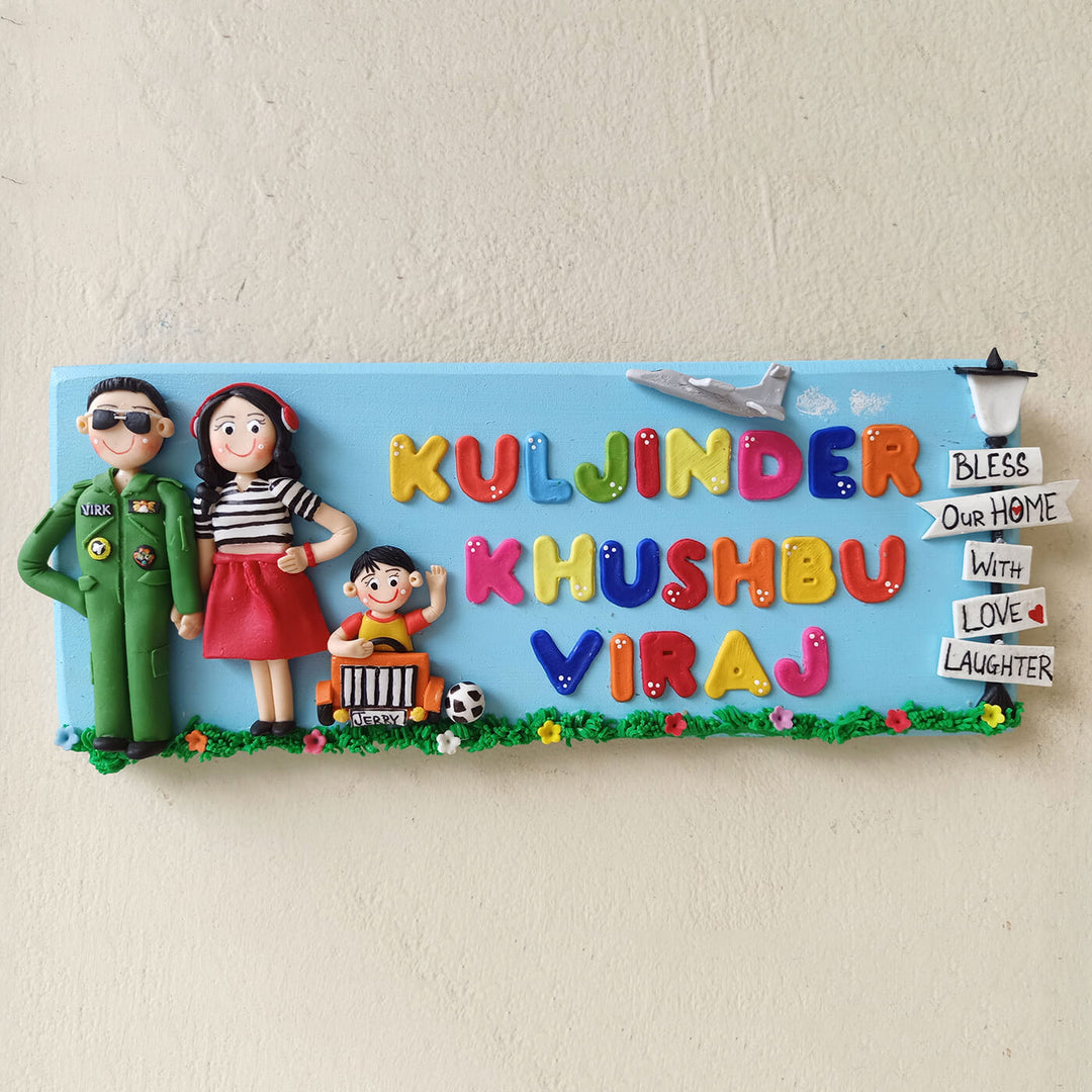 Personalised Blessed Home Family Name Plate - 3 Characters