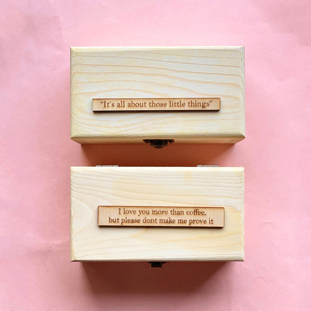Personalized Small Wooden Box With Photos & Quote