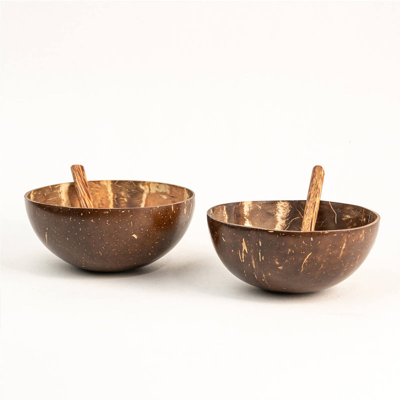 Coconut Shell Bowls and Spoons - Set of 2