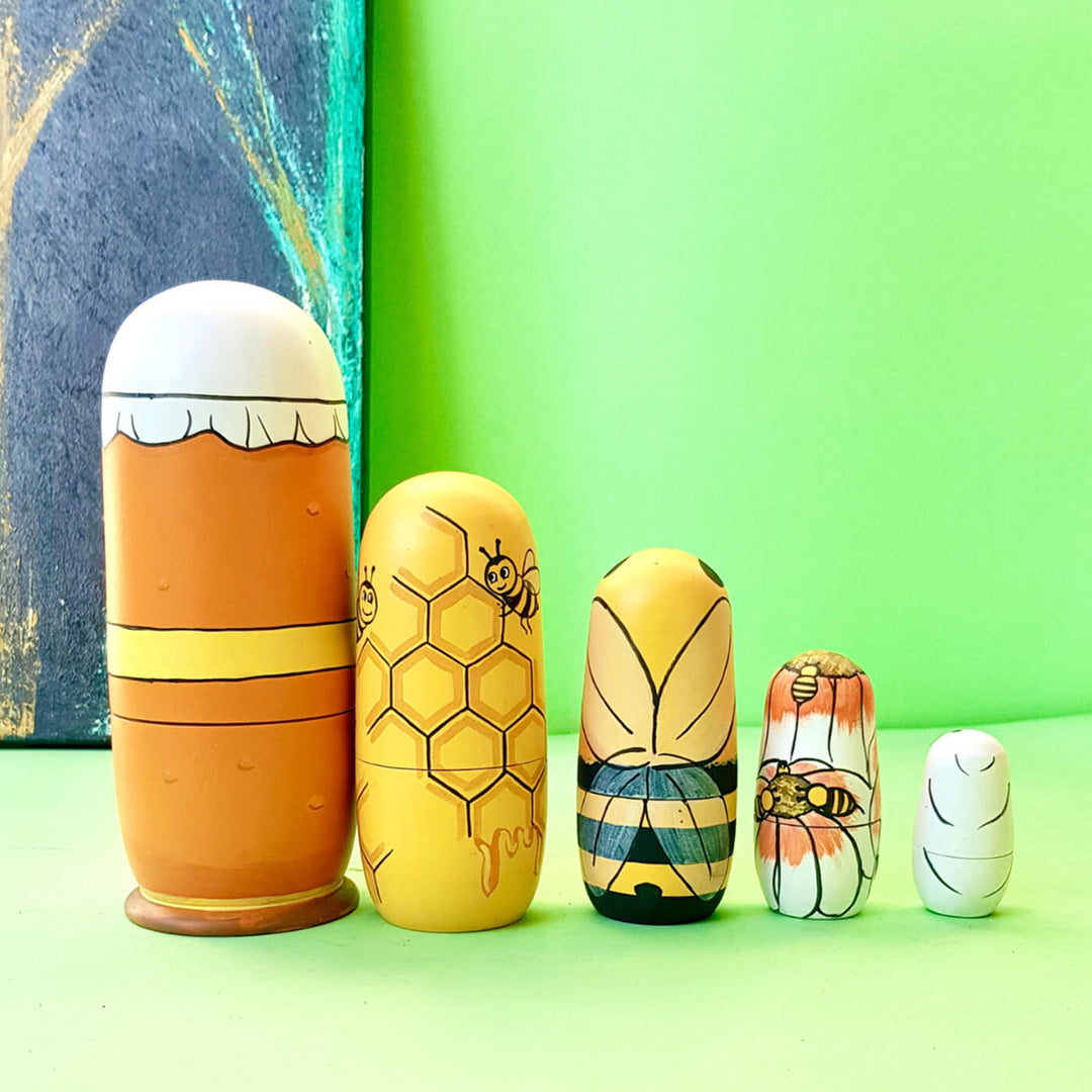 Life Cycle Of Honey Bee Wooden Dolls - Set of 5