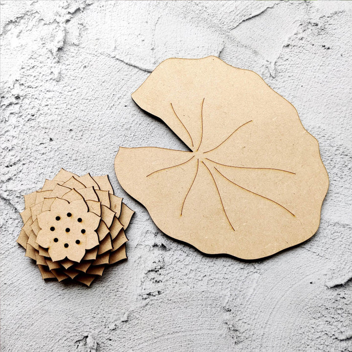 Ready to Paint MDF Lotus Leaf Platter - INC015-4mm-With_Out_Flower