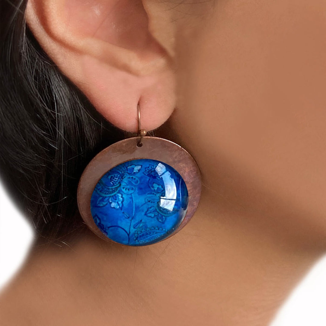 Blue Mughal Copper Earrings