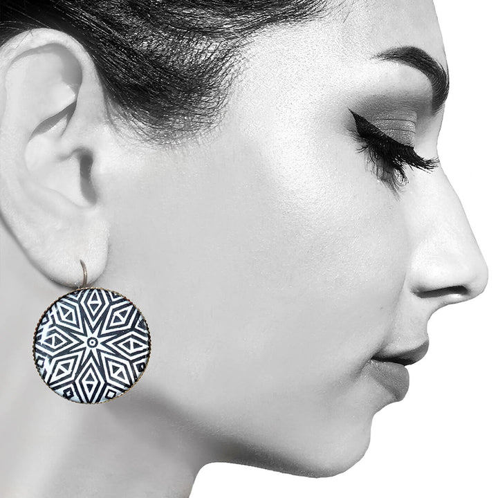 Black Rajastani Block Painted Earring