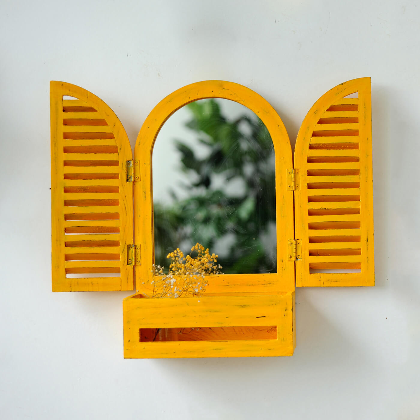 Buy Arched Mini Window Mirror with Basket - Distress Finish Online On ...