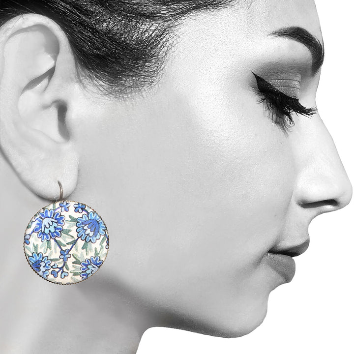 Blue Kashida Painted Earring