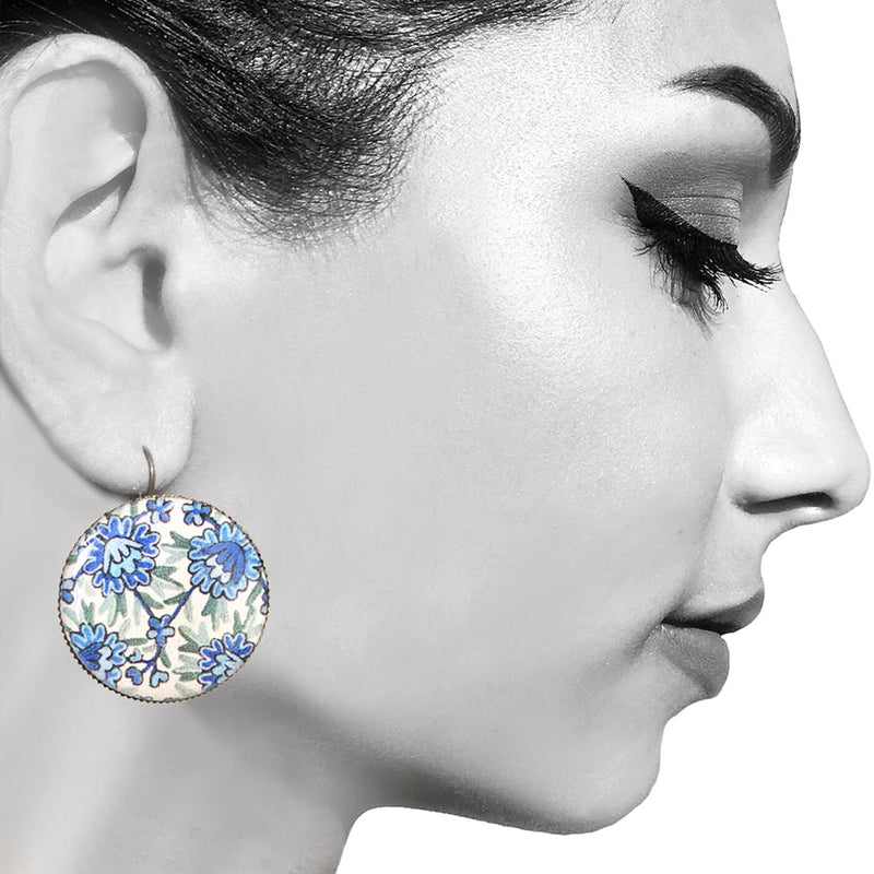 Blue Kashida Painted Earring