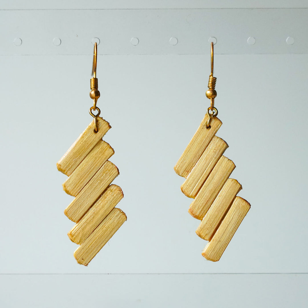 5-Striped Handcrafted Bamboo Earrings
