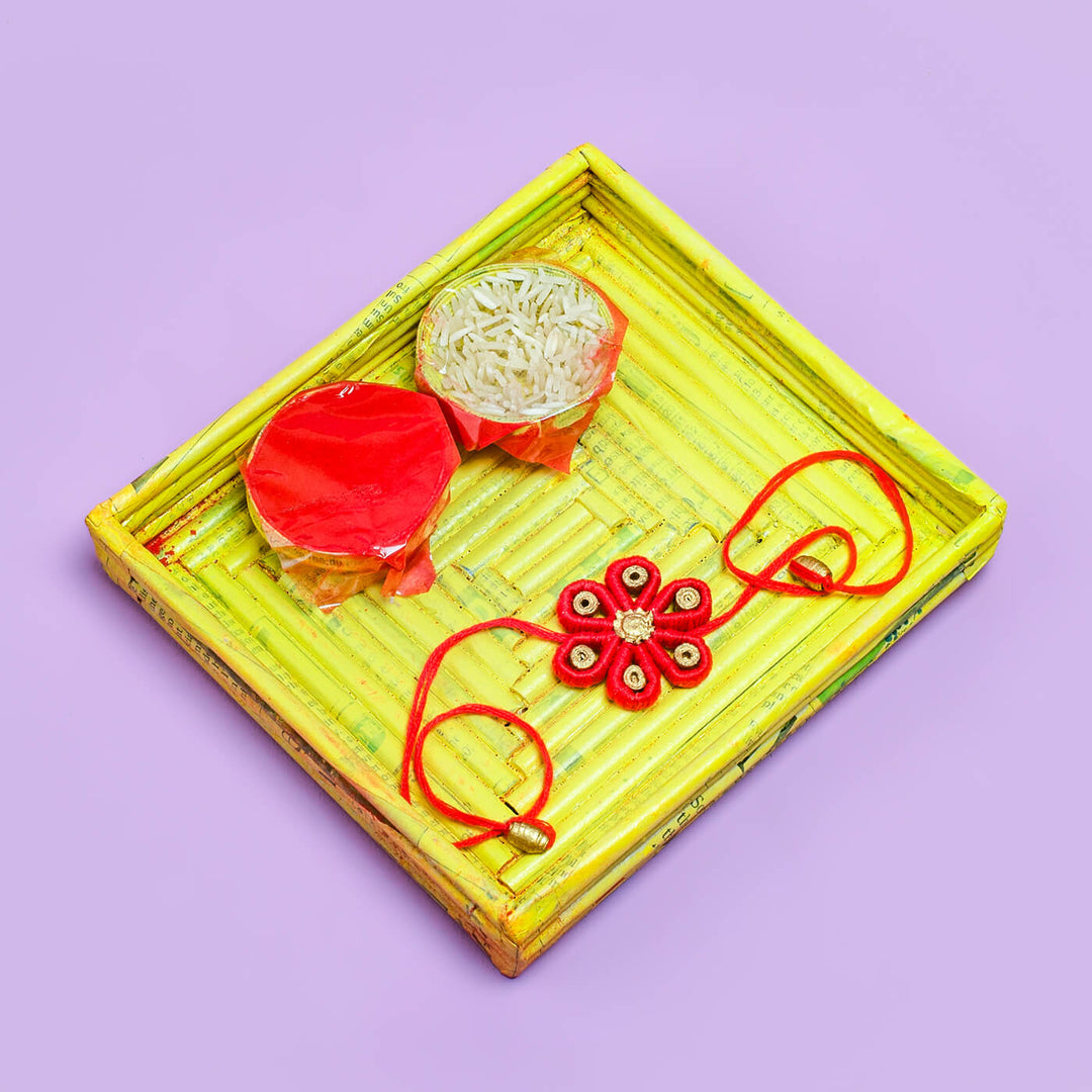 Paper Woven Scarlet Rakhi Hamper