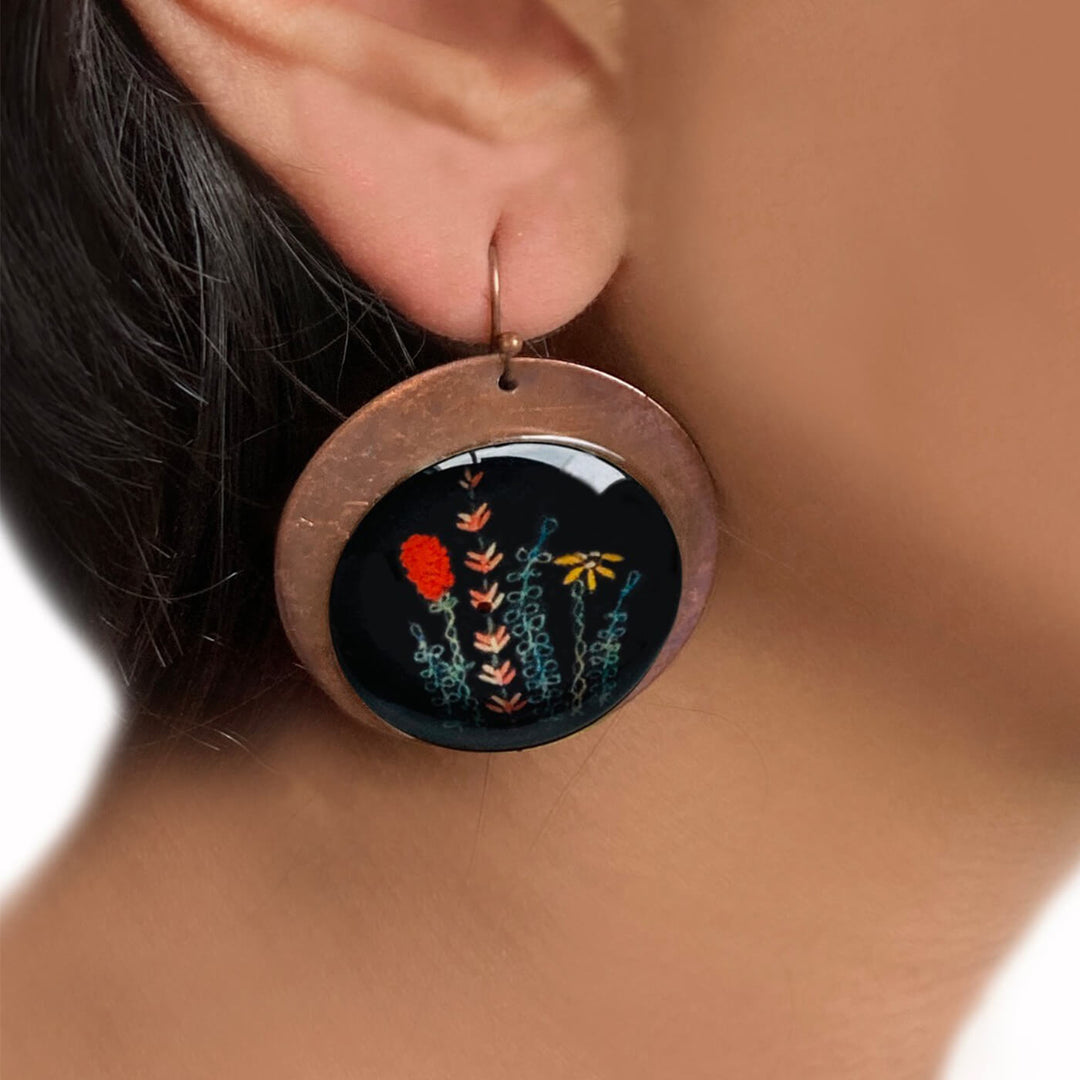 Black Kumaon Copper Earrings