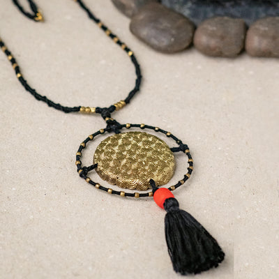Contemporary Handmade Long beaded Tassel Necklace