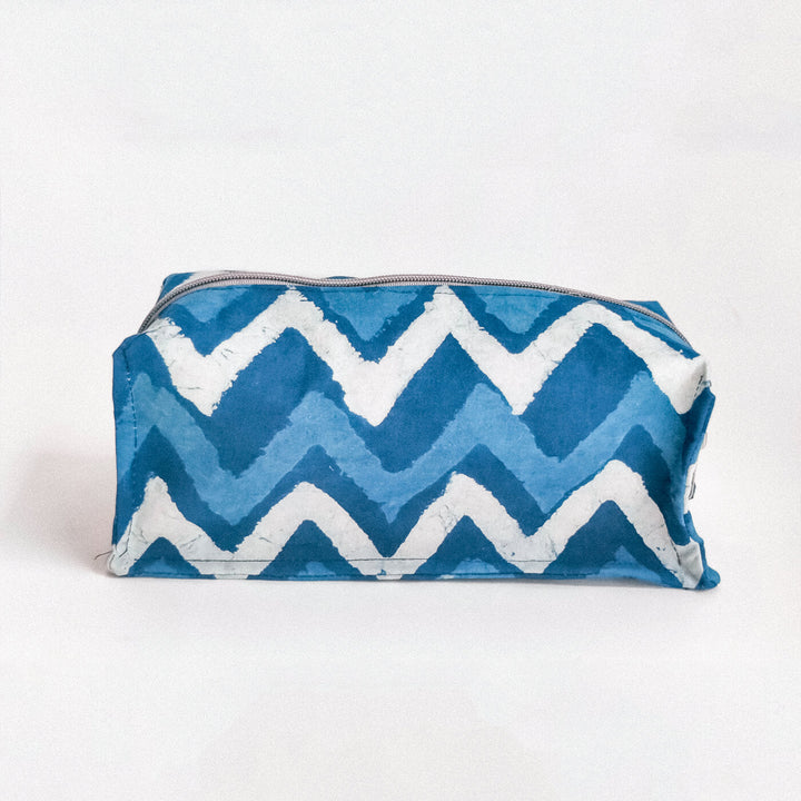 Indigo Chevron Travel Makeup Organizer