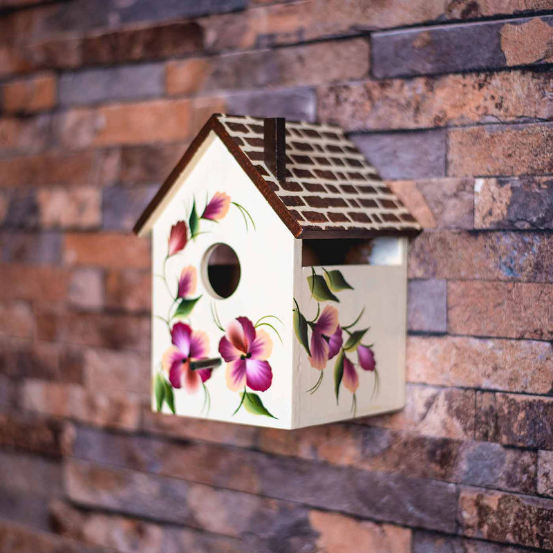 One Stroke Art Bird House - Magenta