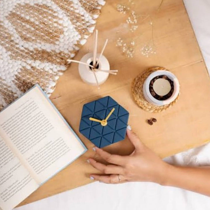 Handcrafted Hexagon Concrete Desk Clock