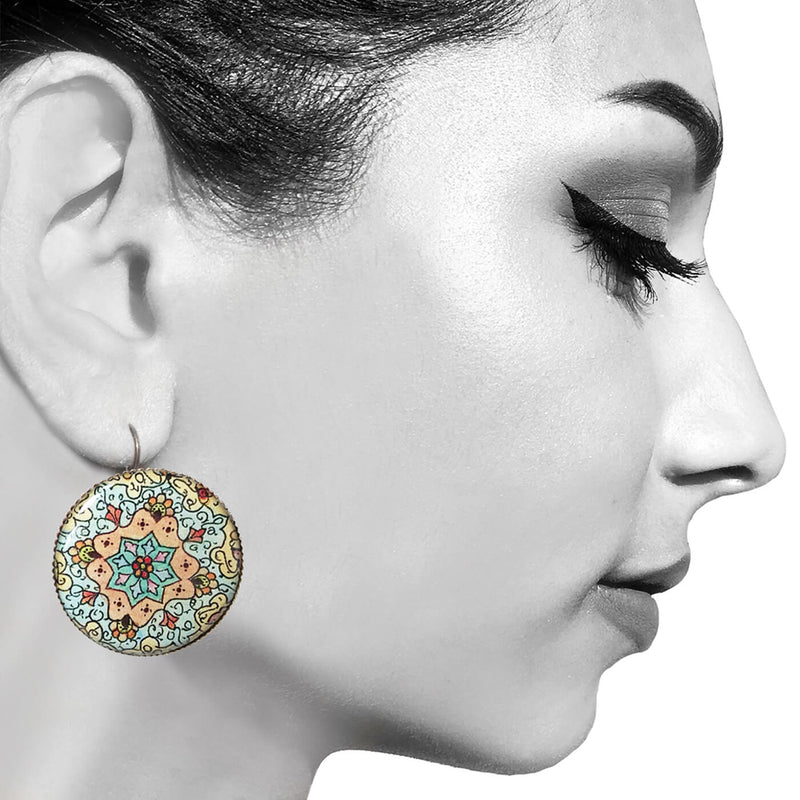 Blue Kashmiri Papier Mache Painted Earring
