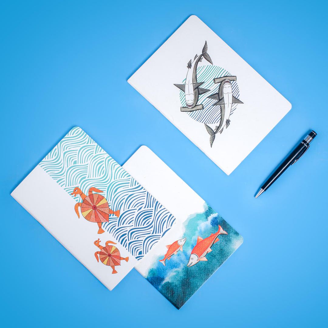 Folk Art Notebooks Set - Ocean Series