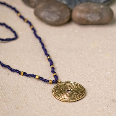Contemporary Handmade Blue Long Octa Beaded Necklace