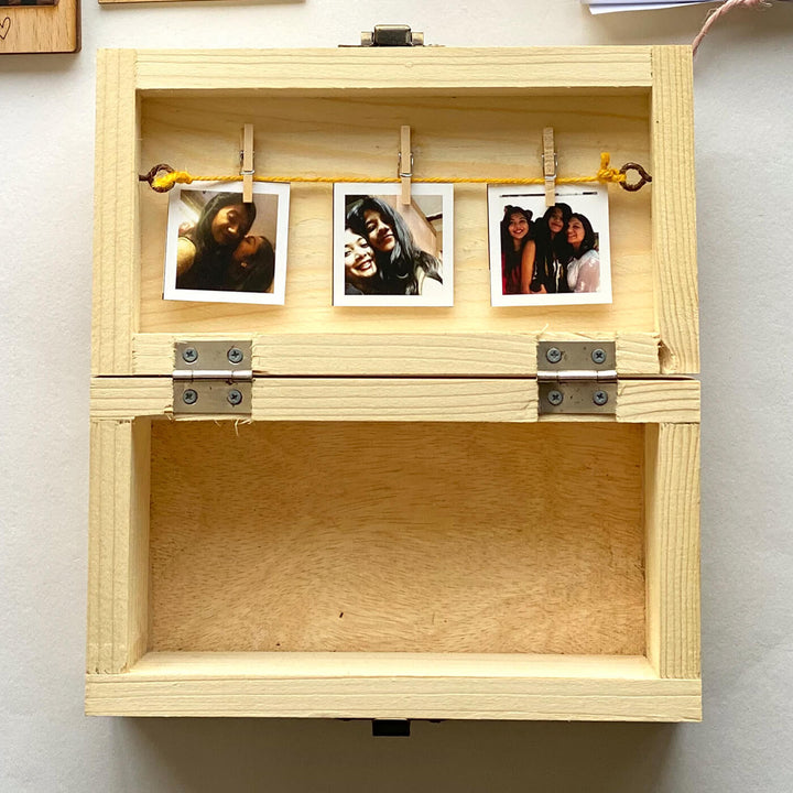 Personalized Small Wooden Box With Photos & Quote - Zwende