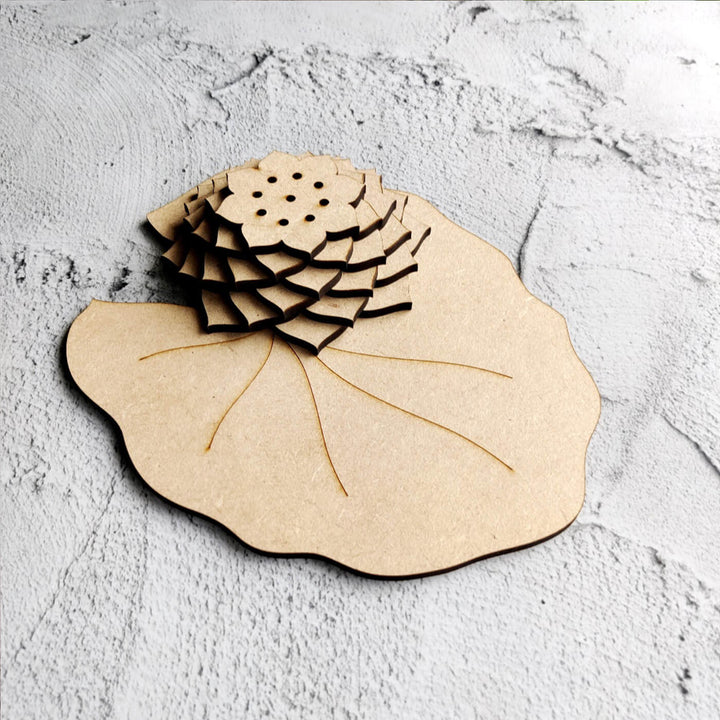 Ready to Paint MDF Lotus Leaf Platter - INC015-4mm-With_Out_Flower