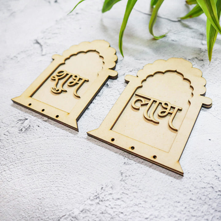 Ready to Paint Temple Style Shubh Labh MDF Hangings - SHUBH005