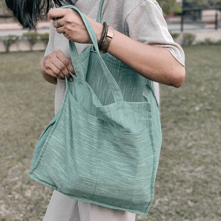 Premium Linen Tote Bag - Green