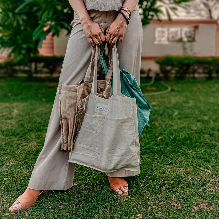 Premium Linen Tote Bag - White