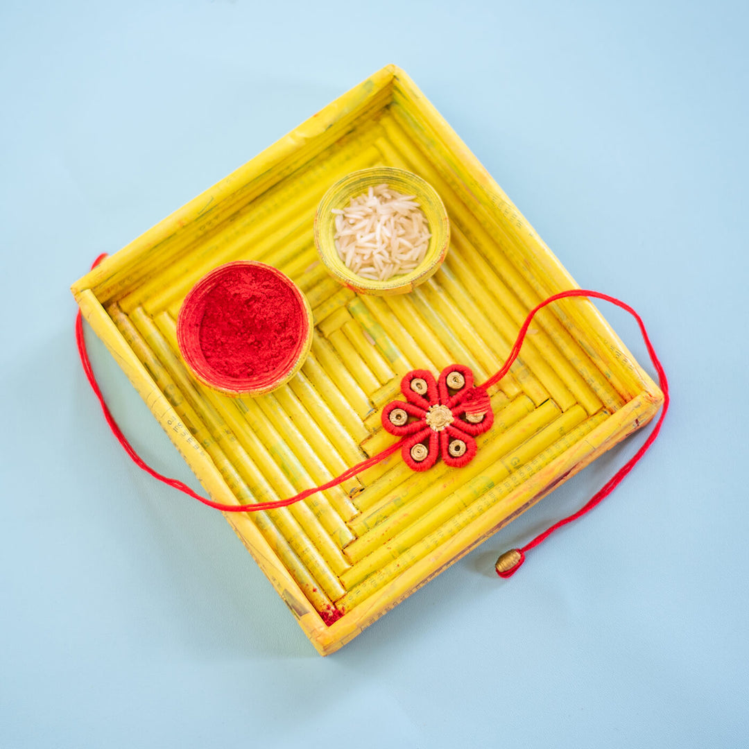 Paper Woven Scarlet Rakhi Hamper