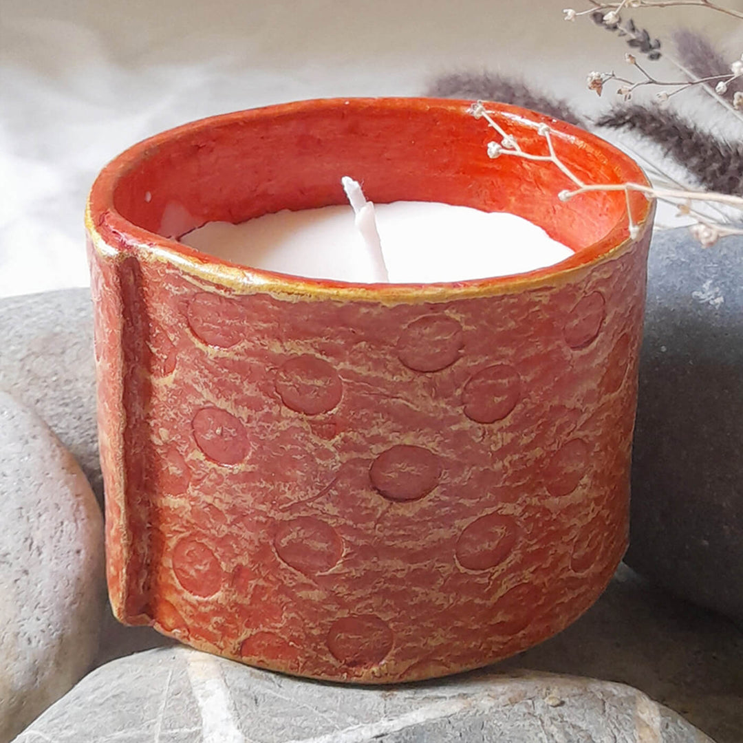 Orange Soy Wax Paper-mache Candle
