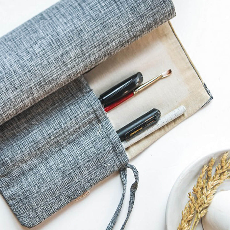Hand-stitched Grey Roll Up Case