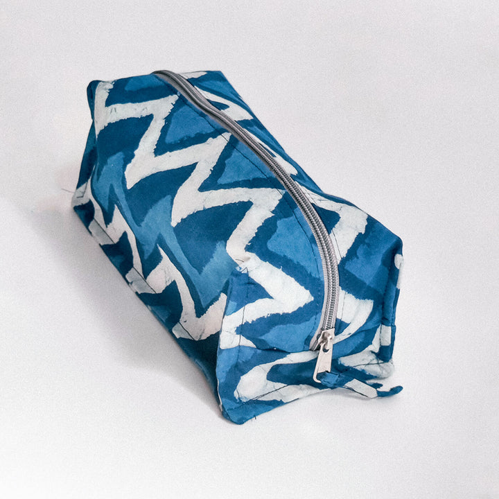 Indigo Chevron Travel Makeup Organizer