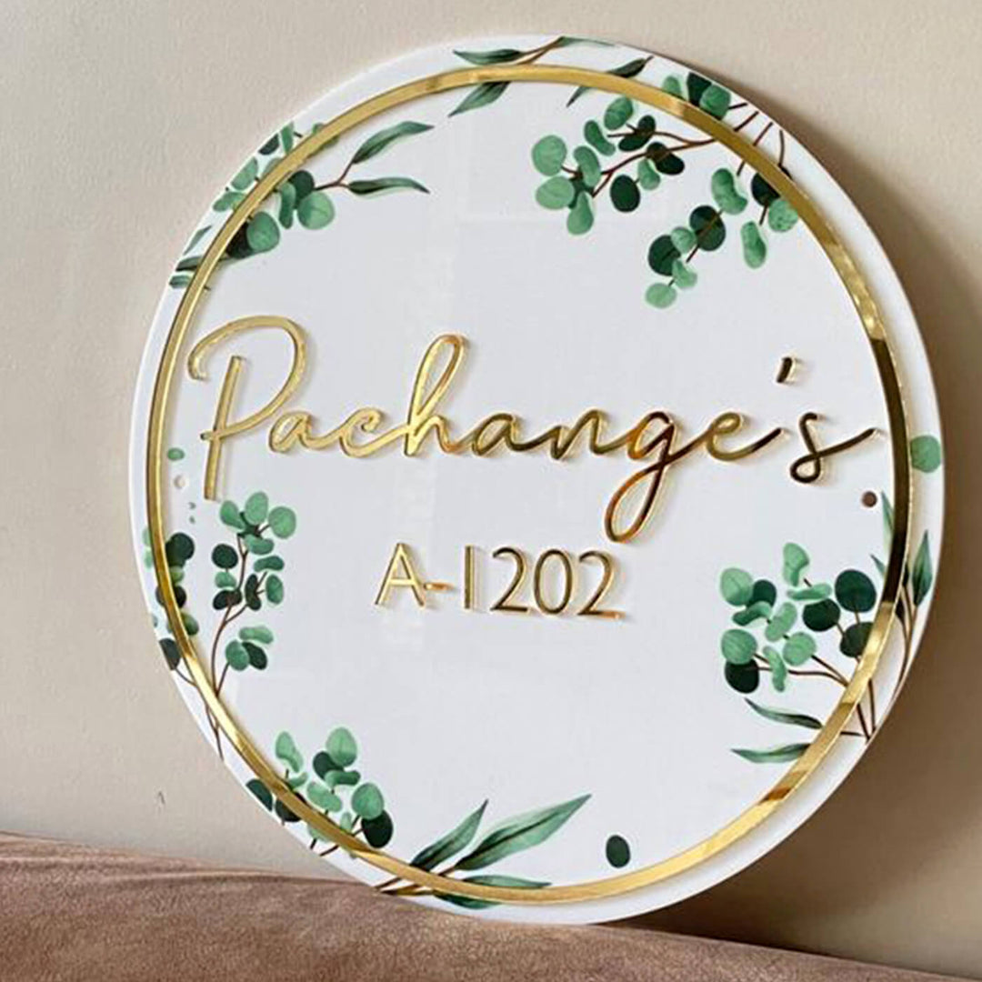 Personalised Acrylic Floral Round Nameplate