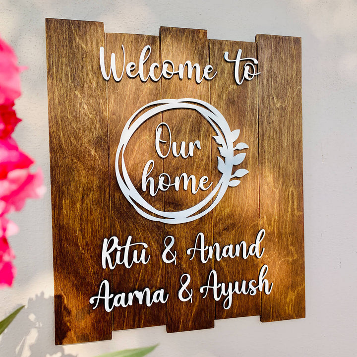 Floral Wreath Nameboard - Our Home