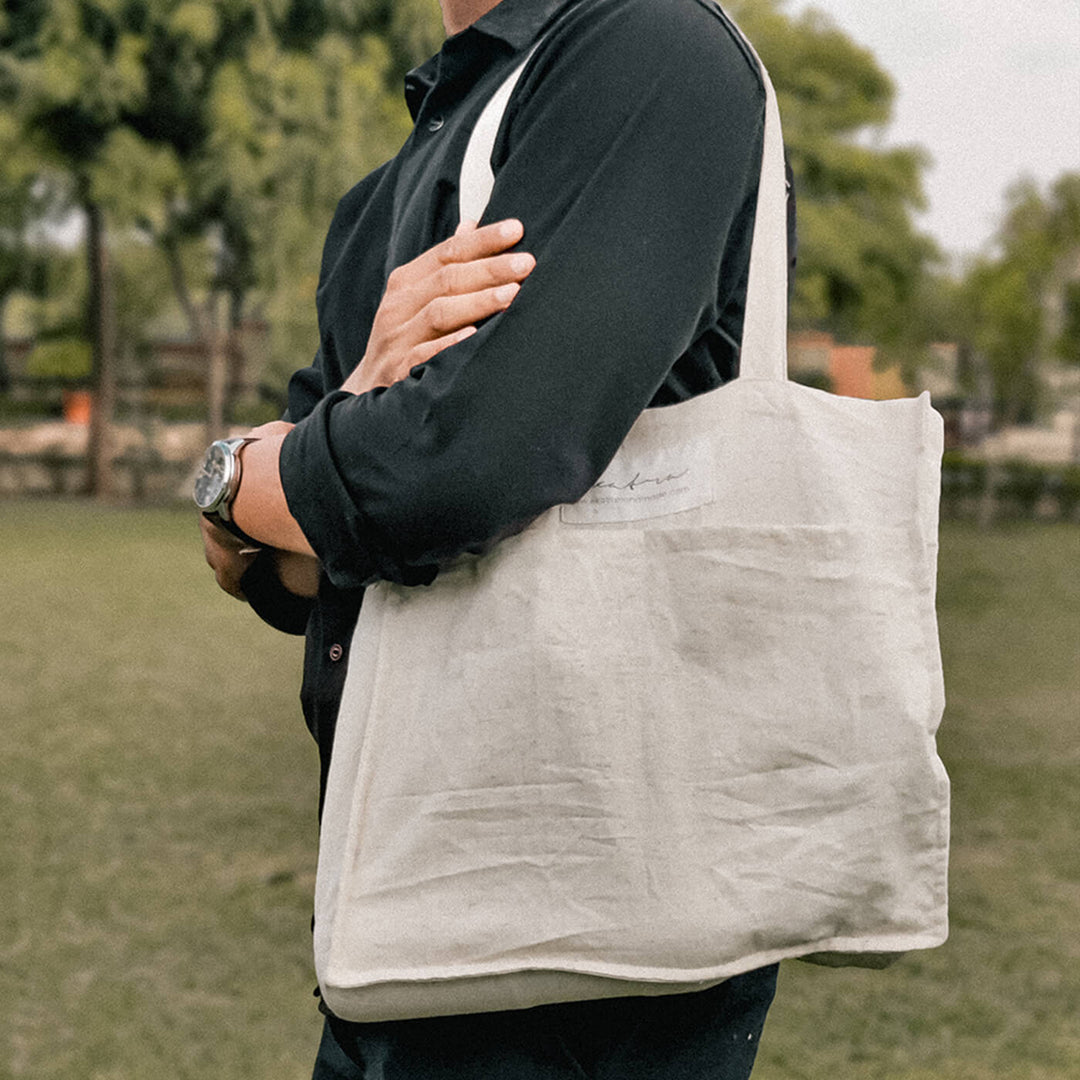 Premium Linen Tote Bag - White